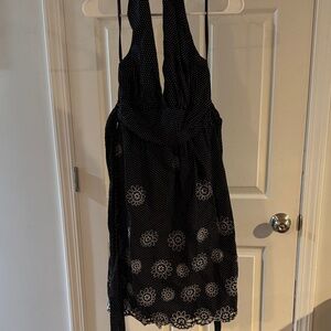 Roulette Black and White Backless Dress